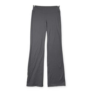 Athleta Fusion Flare Yoga Pants ST Gray Stretch Back Flap Pockets Minimalist Y2K